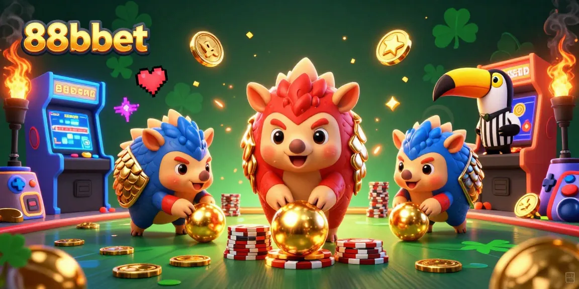 Trải nghiệm thú vị tại 88bbet với các biểu tượng cá cược, chip poker và pangolin cạnh tranh.
