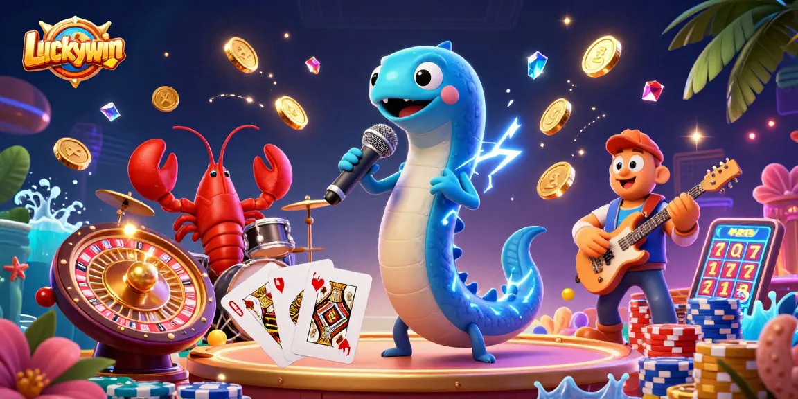 Experience thrilling wins with Luckywin’s vibrant underwater casino scene featuring an electric DJ eel.