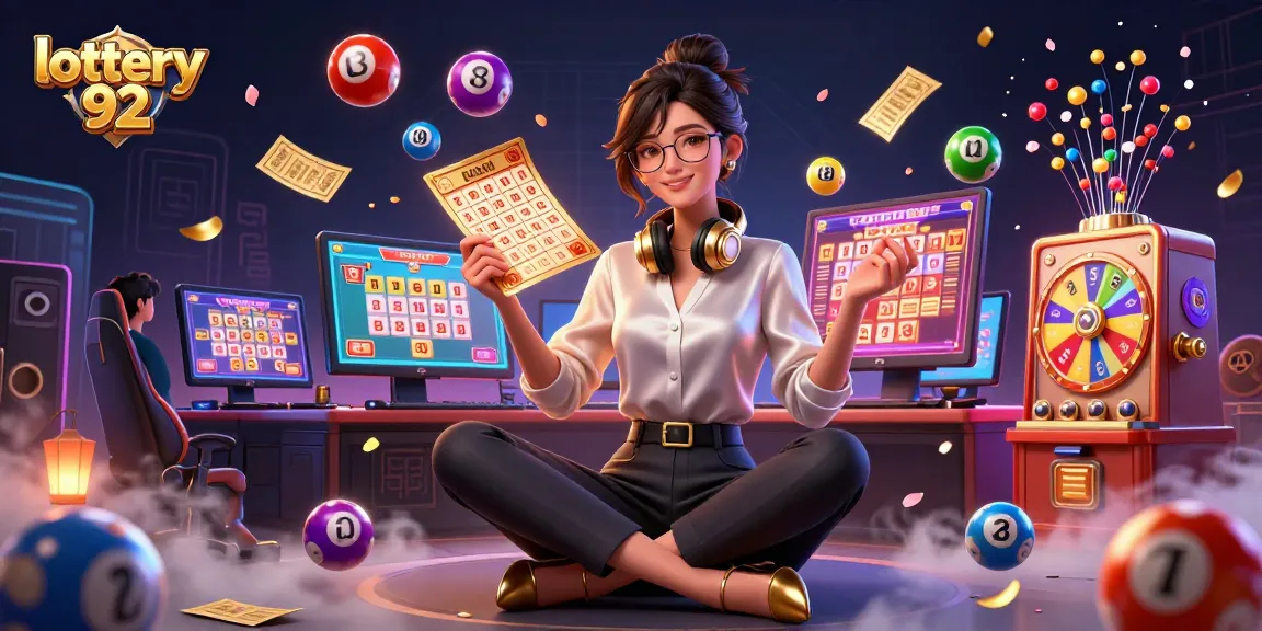 Engage with lottery 92 through a vibrant scene of winning possibilities and dynamic elements.