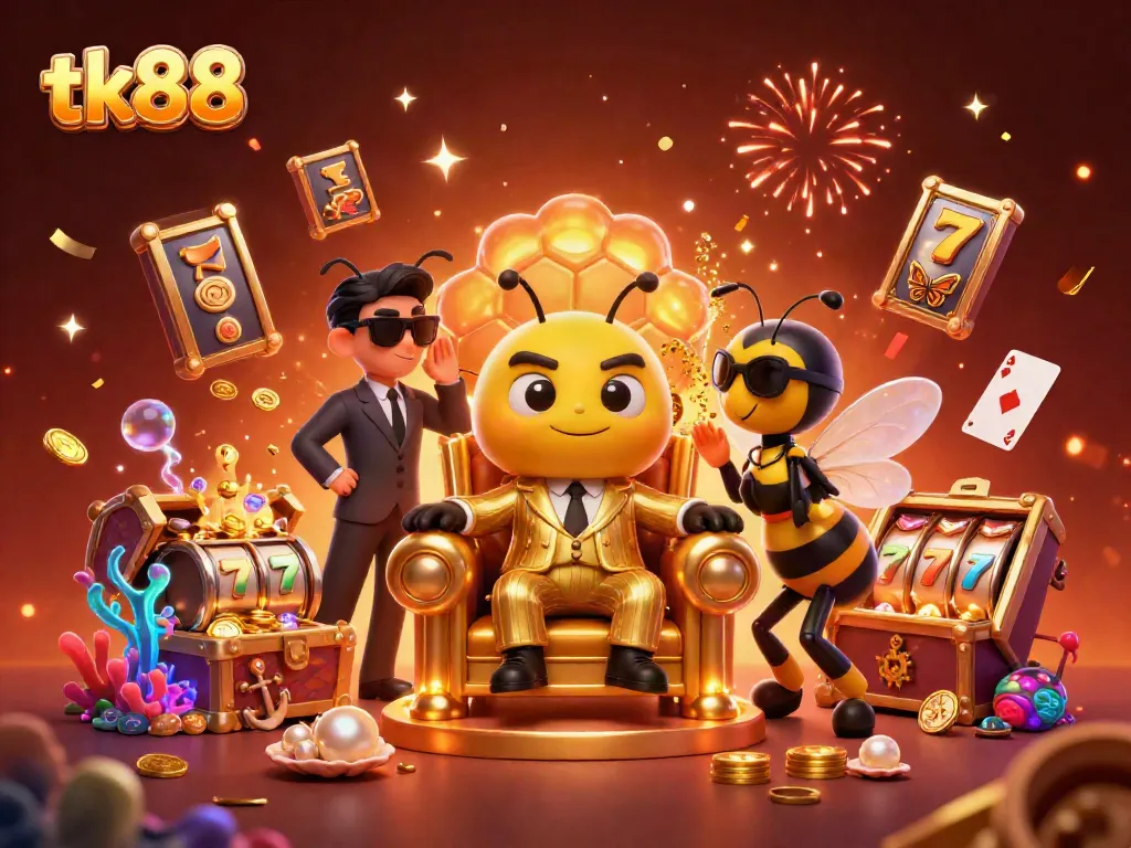 Engage in thrilling gameplay at tk88 with a vibrant casino scene featuring a bumblebee mob boss.