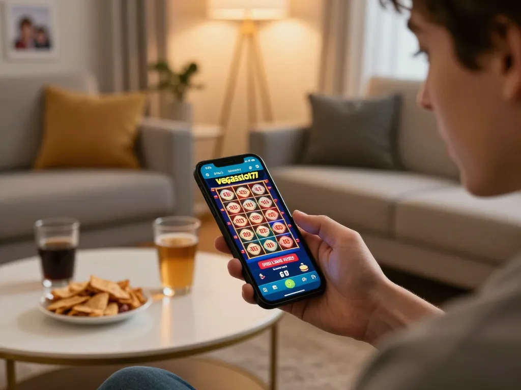 Experience exciting gameplay on the vegasslot77 app in a cozy home environment