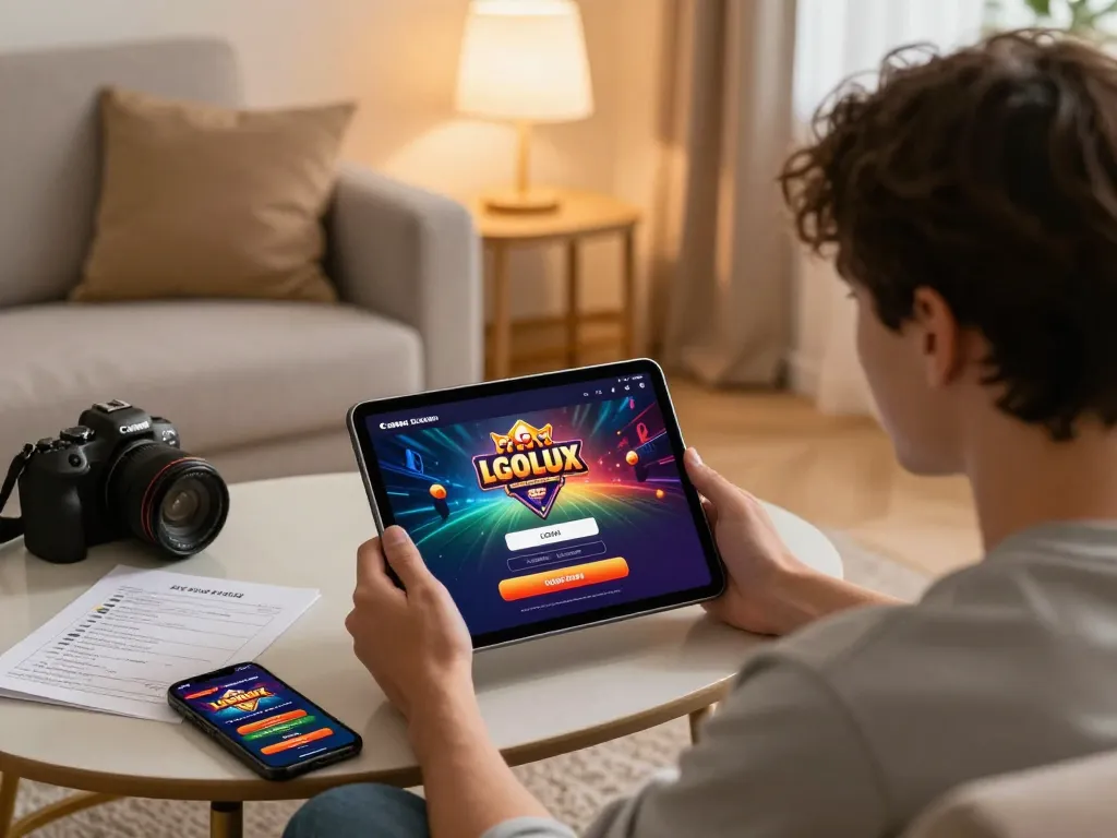 Engage in LGOLUX LOGIN for exciting online casino gameplay on a tablet.
