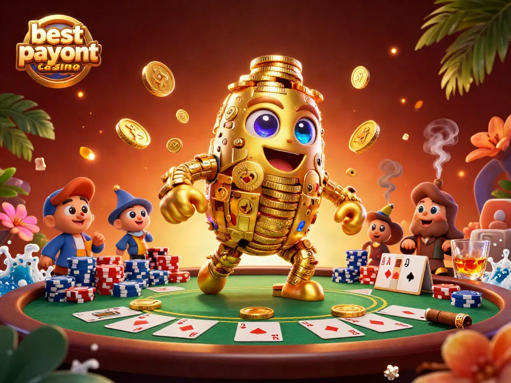 Experience the magic of the best payout casino with vibrant gold golems and poker action