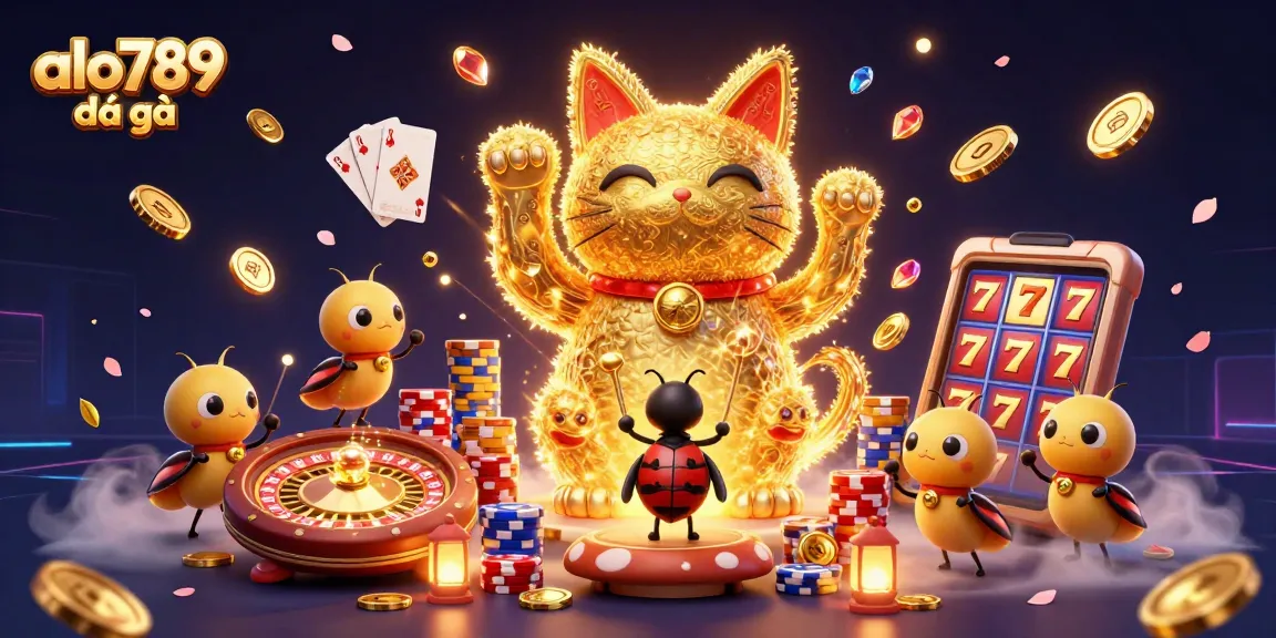 Join the excitement of alo789 đá gà with vibrant animated casino symbols, golden coins, and dynamic gameplay!