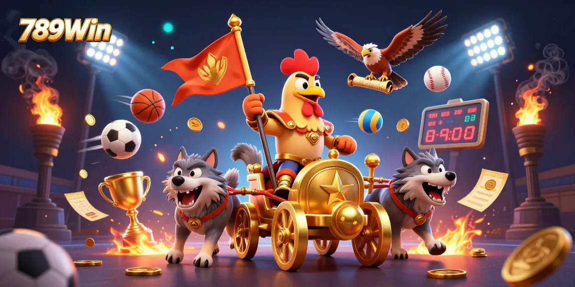 Bet big with 789Win in a vibrant 3D illustration showcasing dynamic sports betting.