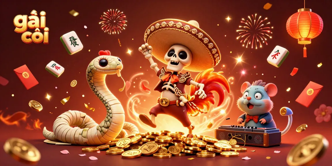 Engage in exciting casino gameplay with gái gọi as 3D characters celebrate over a vibrant backdrop.