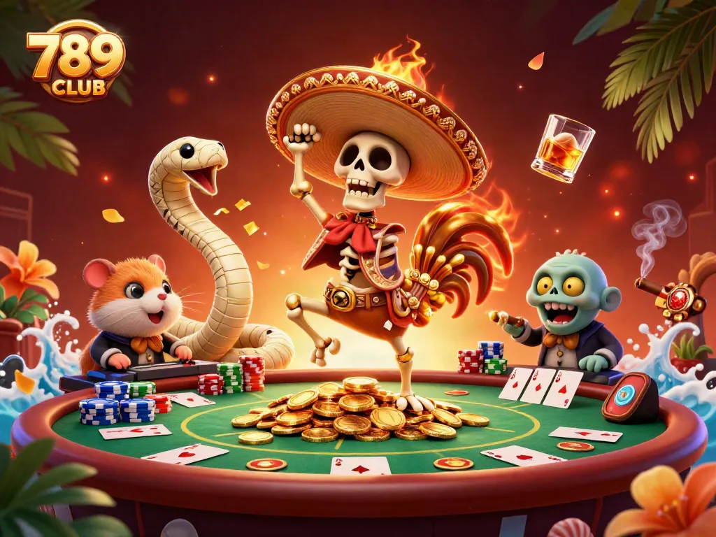Win big with 789CLUB's vibrant casino scene filled with characters and dynamic elements.