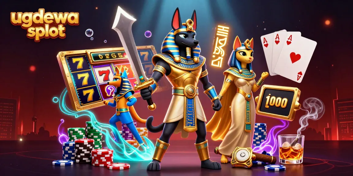 Engage with ugdewa slot while exploring a dynamic scene full of jackpot symbols and gaming elements.