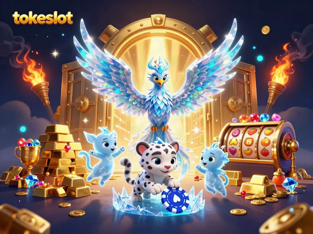 Play exciting games on TokeSlot, filled with colorful slot reels, jackpots, and sparkling gems.