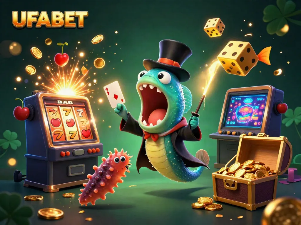 UFABET features a spectacular underwater magic show with gambling elements in a vibrant casino setting.