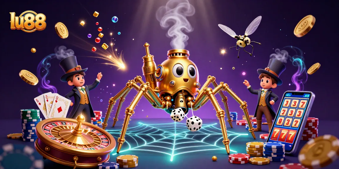 Experience the thrilling aura of lu 88 casino with golden coins, lucky 7 slots, and steampunk visuals.