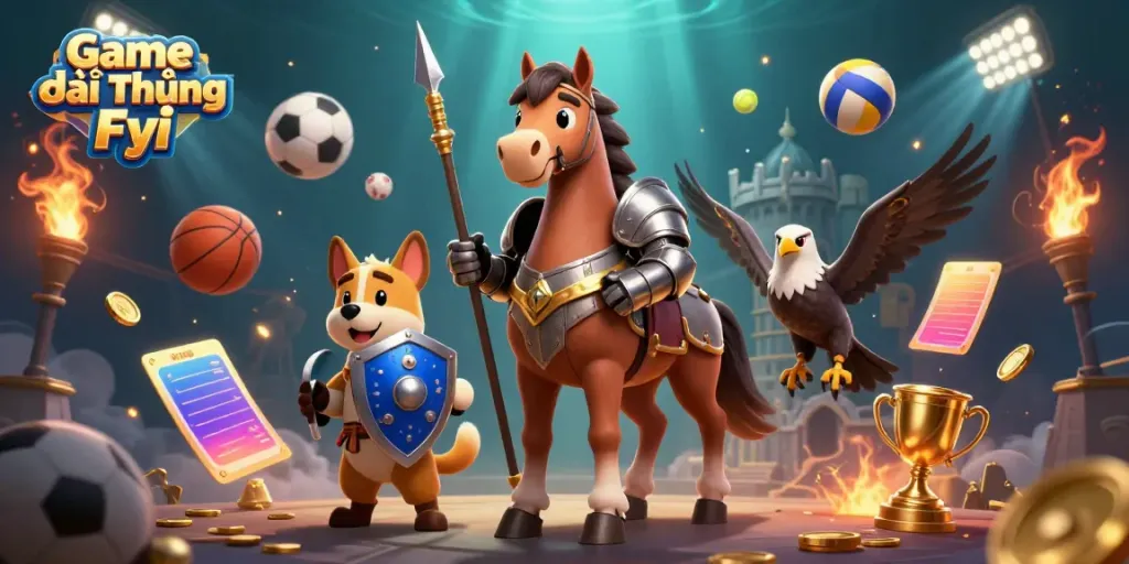 Experience the thrilling world of Game Bài Đổi Thưởng Fyi with dynamic characters and sports elements.