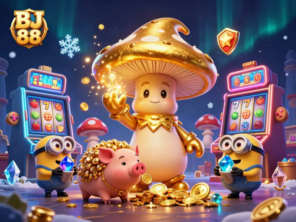 Engage in gaming excitement with BJ 88 at dynamic slot machines featuring lucky symbols.