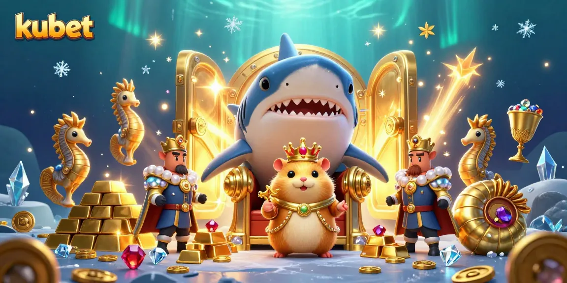 Kubet offers a vibrant 3D illustration featuring a golden hamster king among treasures, showcasing thrilling casino vibes.
