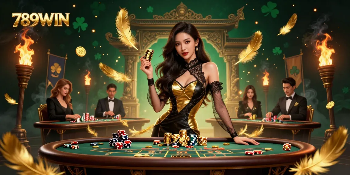 Experience the thrill of 789WIN with high-stakes baccarat action and dazzling golden chips.