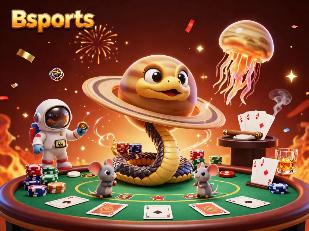Experience the excitement of Bsports with animated cosmic characters in a vibrant casino scene.