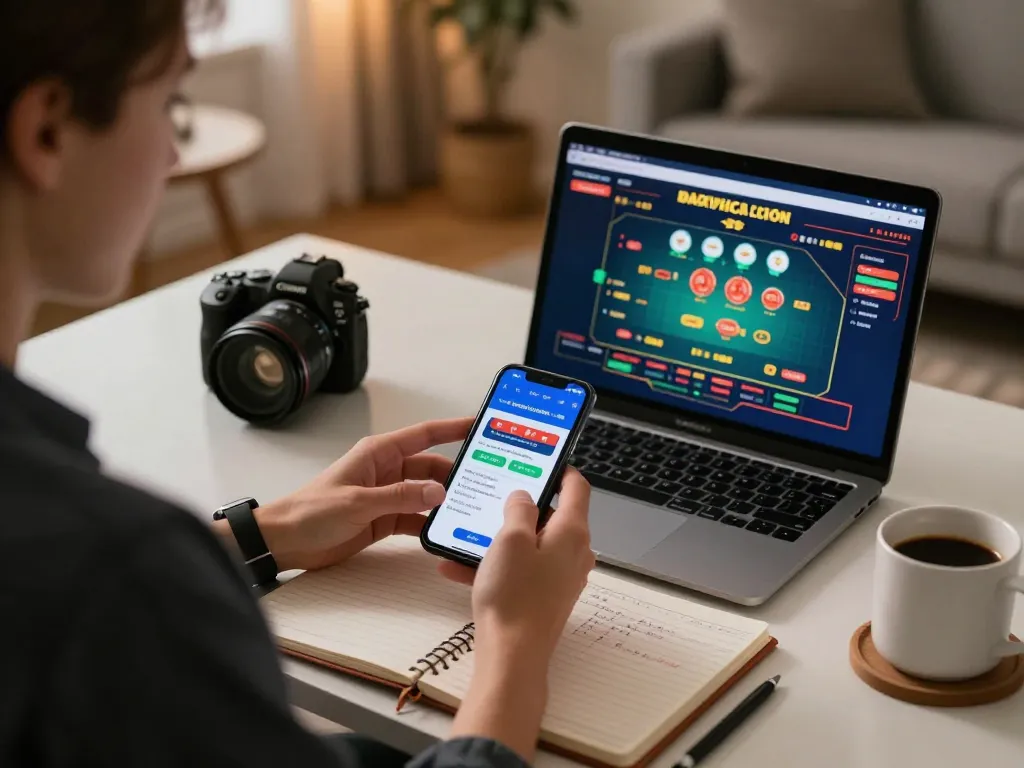 Engaging in a live dealer game at xx88 com with strategic notes beside, enhancing online gambling experience.