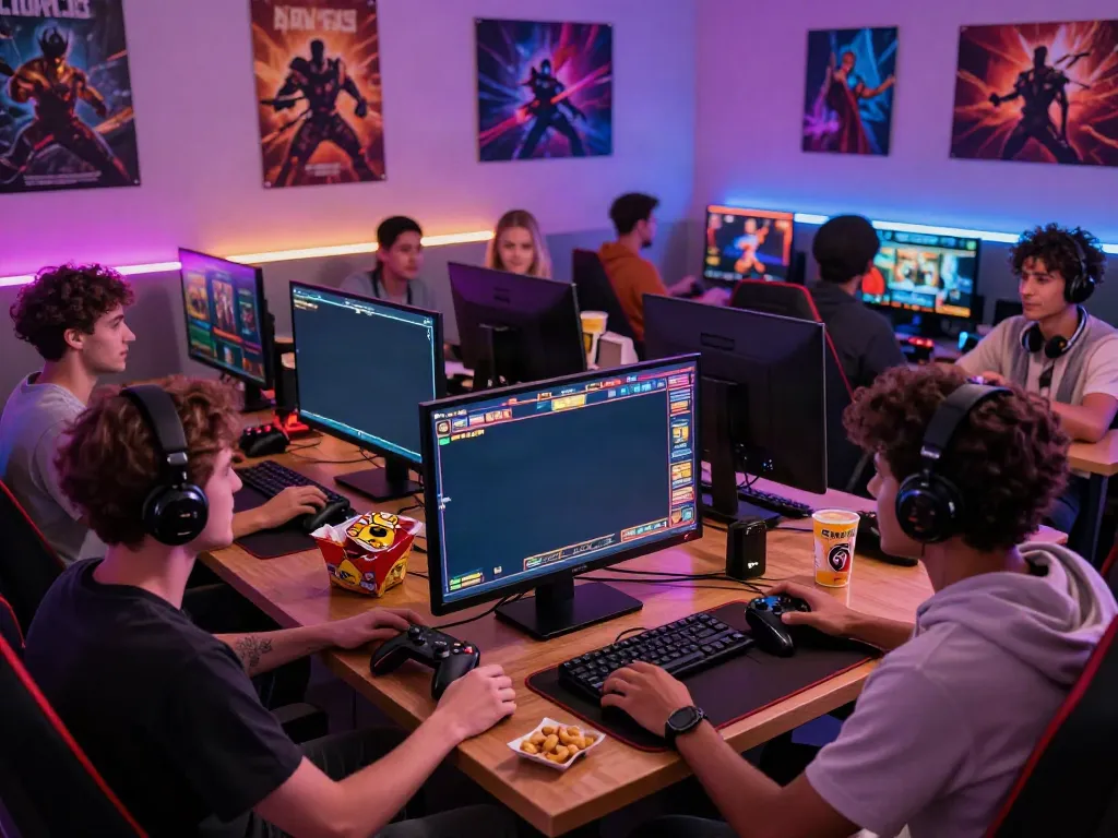 Engage in thrilling slot games at https://da88z.net/ with friends in a lively gaming lounge.