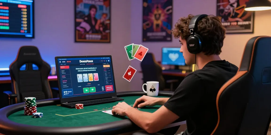 Situs Poker Uang Asli Dewapoker showcasing an engaging online poker gaming atmosphere with vibrant visuals.