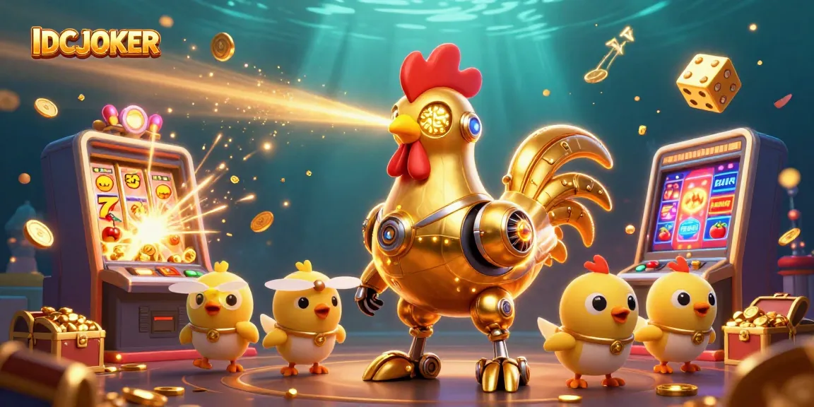 Experience massive payouts with IDCJOKER's vibrant 3D illustration showcasing dynamic slot game elements.