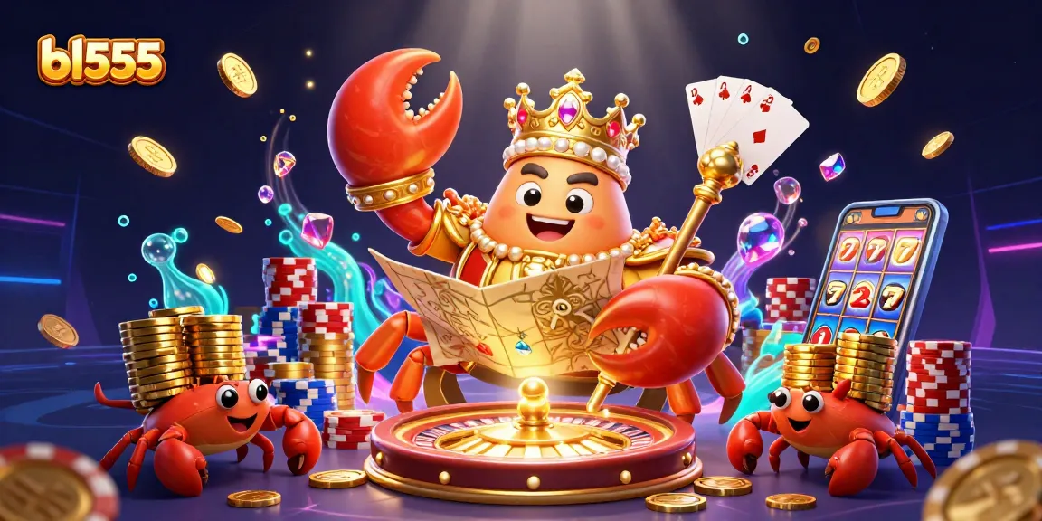 Engage in thrilling gameplay at bl555 with a golden crab emperor amidst dazzling casino elements.