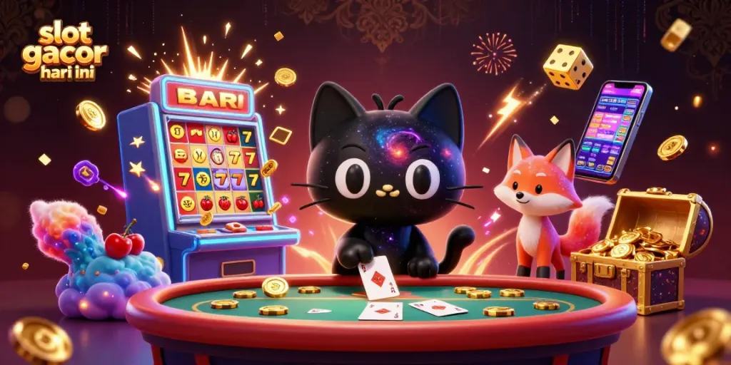Engage in thrilling slots with slot gacor hari ini, while witnessing an immersive cosmic casino scene.