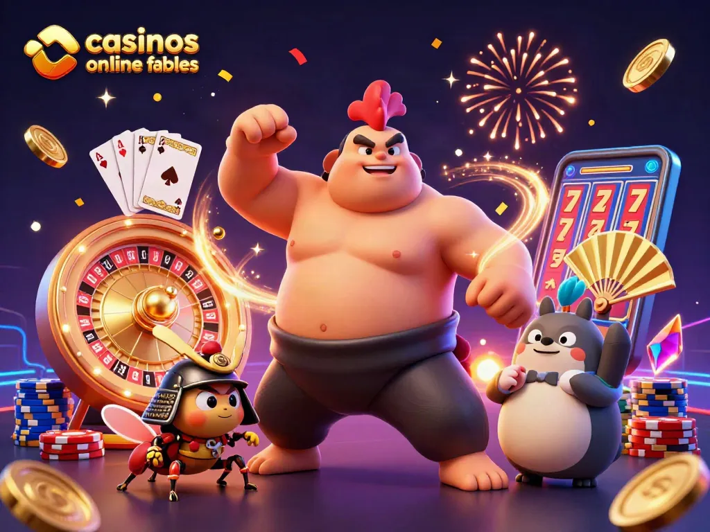 Genera emoción en casinos online fiables mientras juegan con divertidos personajes en una escena vibrante.