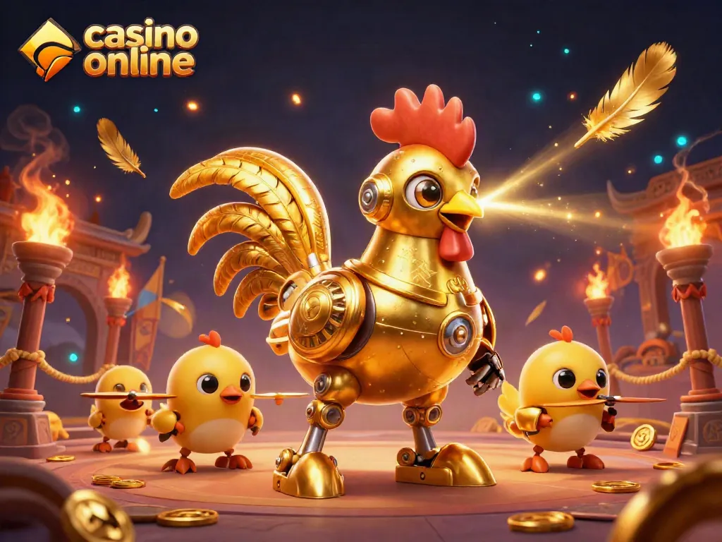 Los jugadores disfrutan de una experiencia de casino online con un ropero robot dorado brillante.