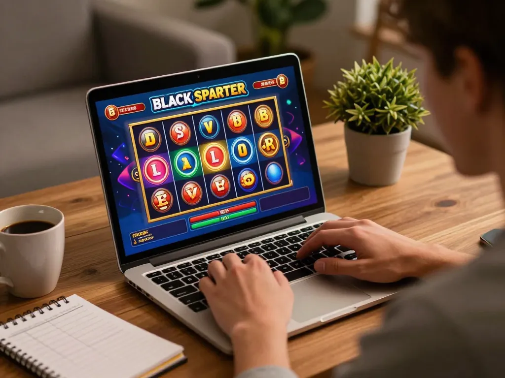 Engaging gameplay with Black Scatter slot on a laptop showcasing vibrant reels and player strategy.