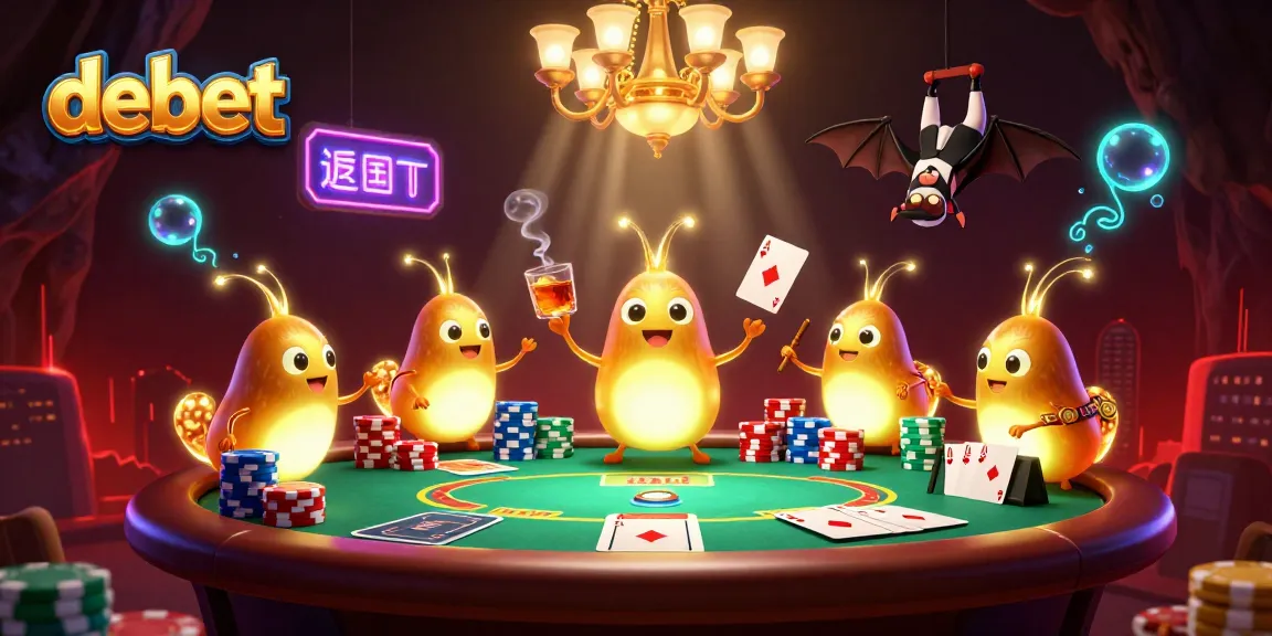 Bet at debet with a vibrant 3D illustration of glowworms lighting up a casino scene.