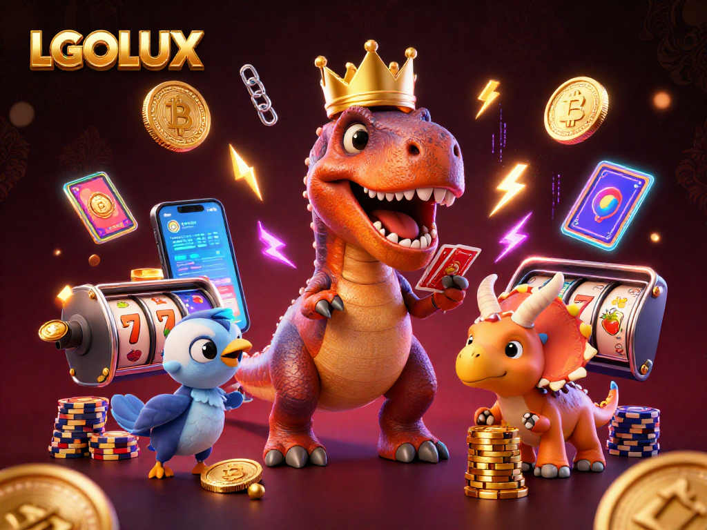 Engage with LGOLUX in this colorful animated casino scene featuring characters playing cards and stacking chips.