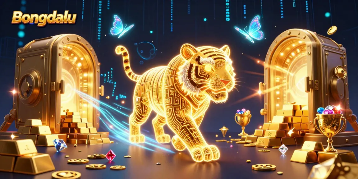 Bongdalu updates sports betting dynamics, showcasing a golden tiger and holographic elements in a vibrant casino.