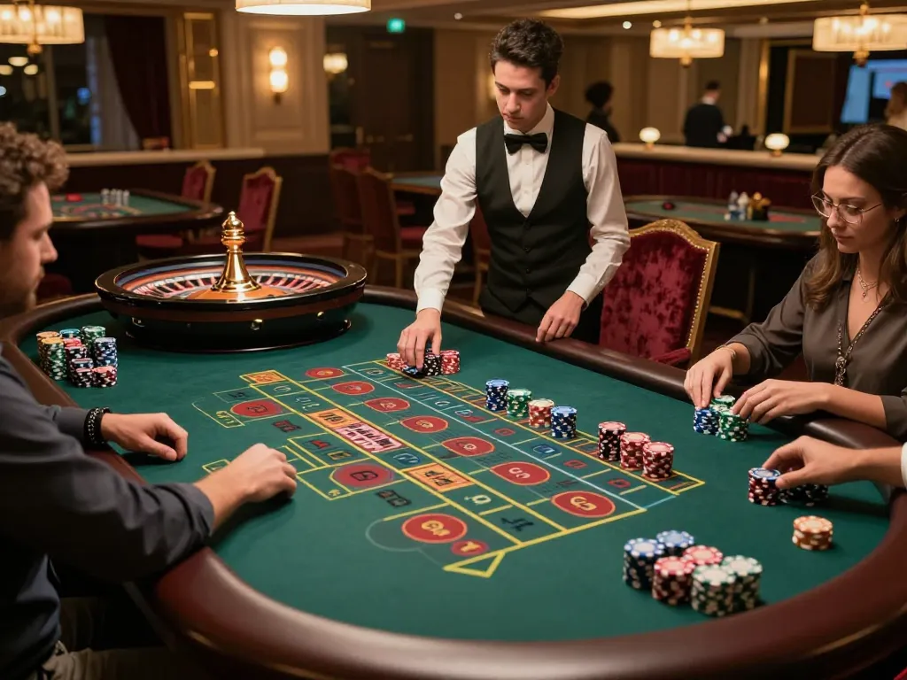 Engaging players betting at a roulette table in a luxurious casino setting featuring Pragmati Play games.