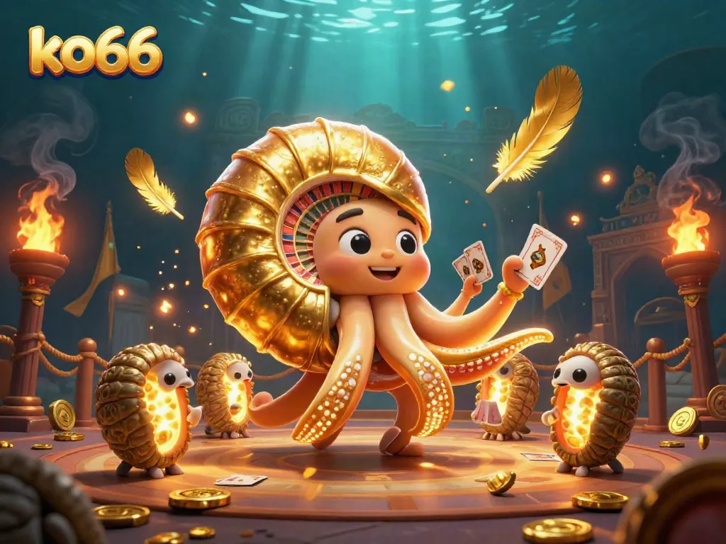 Experience thrilling gameplay at ko66 with a vibrant 3D illustration of casino excitement.