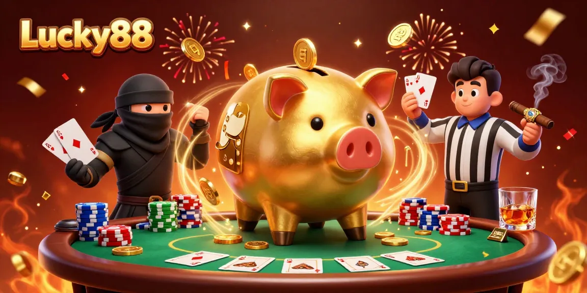 Experience the thrill of Lucky88 gaming with dynamic characters and vibrant casino elements.