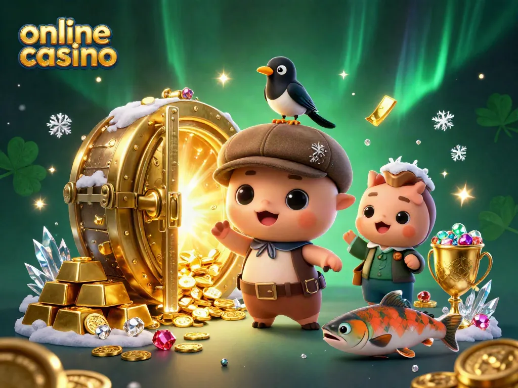 Juega en un casino online donde los premios brillan en medio de monedas de oro y gemas.