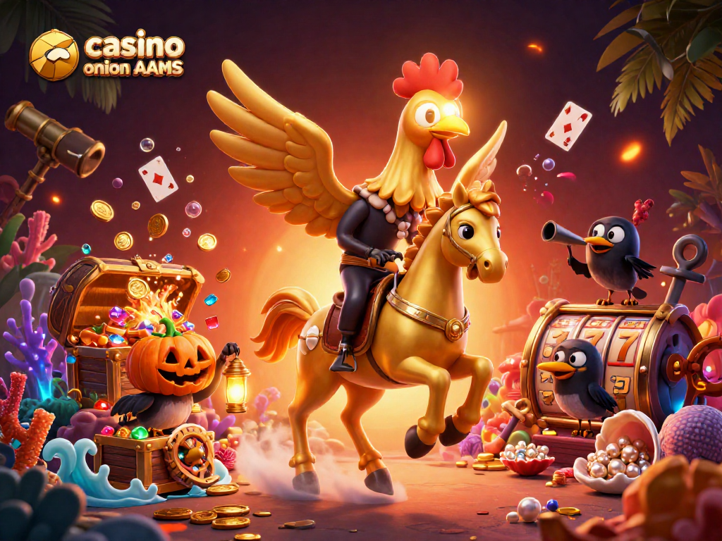Gioca in casino online non AAMS con un gallo dorato in un ambiente notturno ricco di dettagli e gioielli.