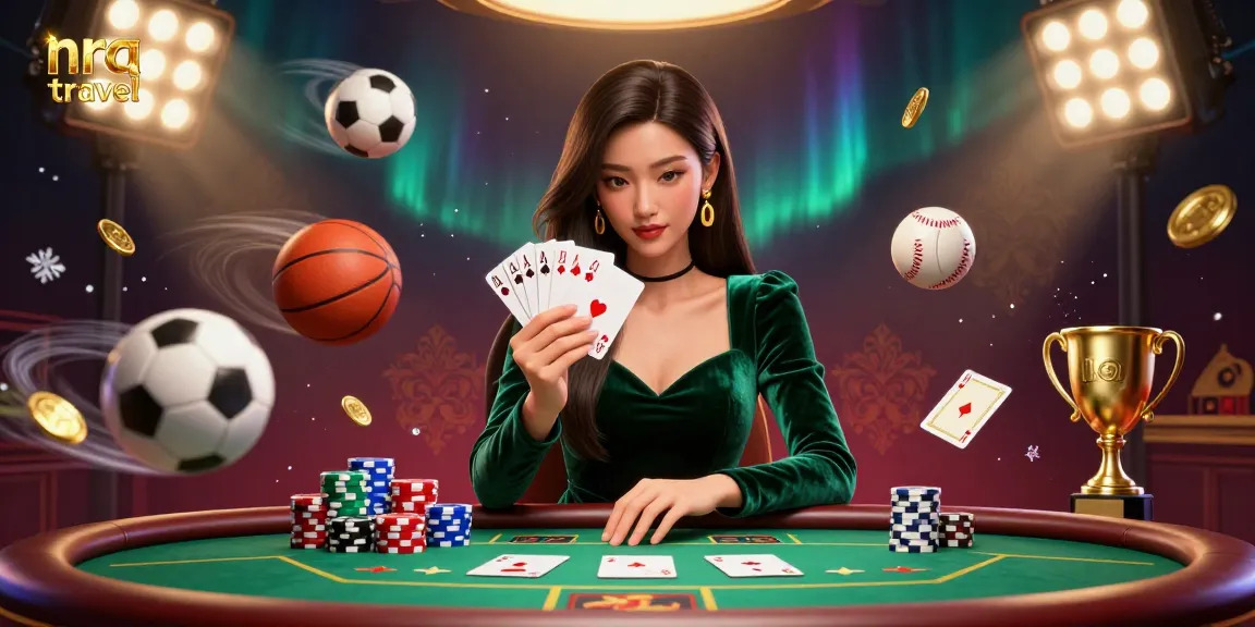 Experience thrilling gameplay with nra travel as the beautiful Asian woman strategizes at a luxury poker table.