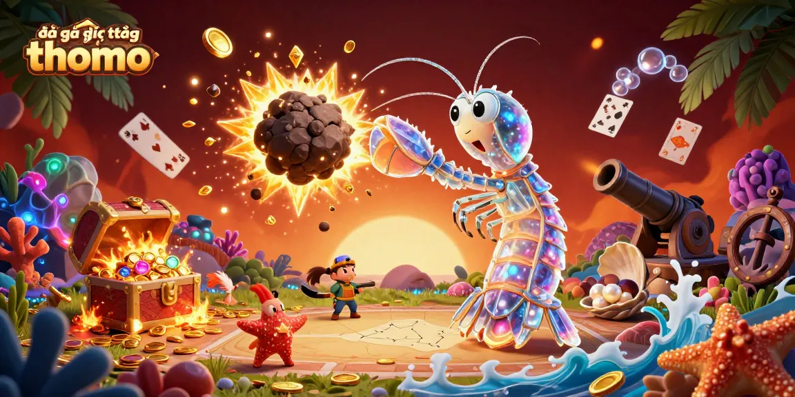 Experience the excitement of đá gà trực tiếp thomo in a vibrant 3D illustration showcasing a mantis shrimp in battle.