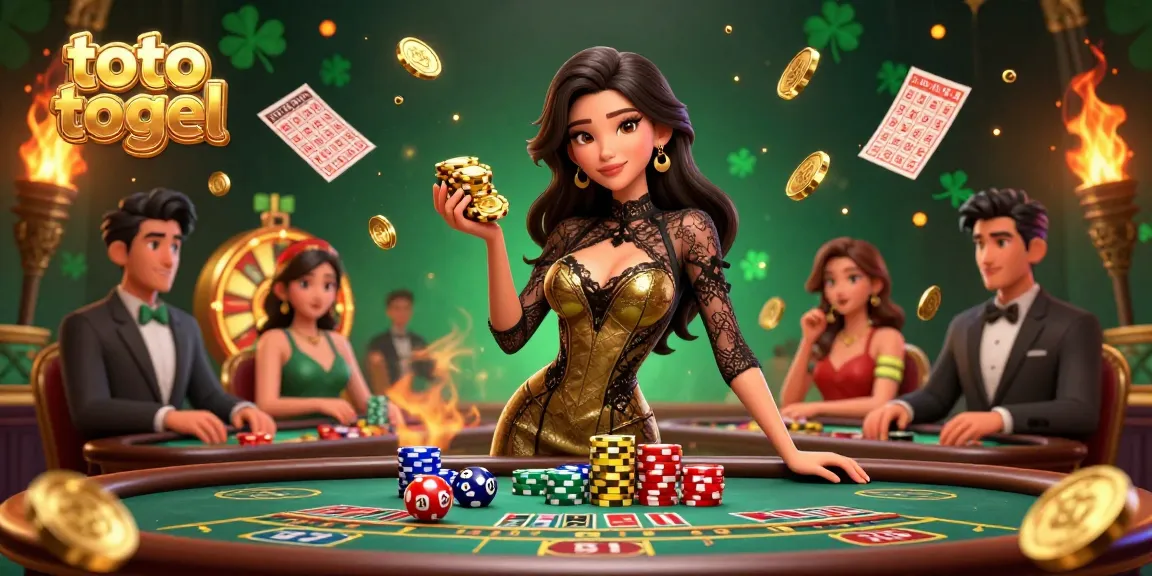 Engage with toto togel excitement at a VIP baccarat table, showcasing glamorous players and dynamic lottery elements.