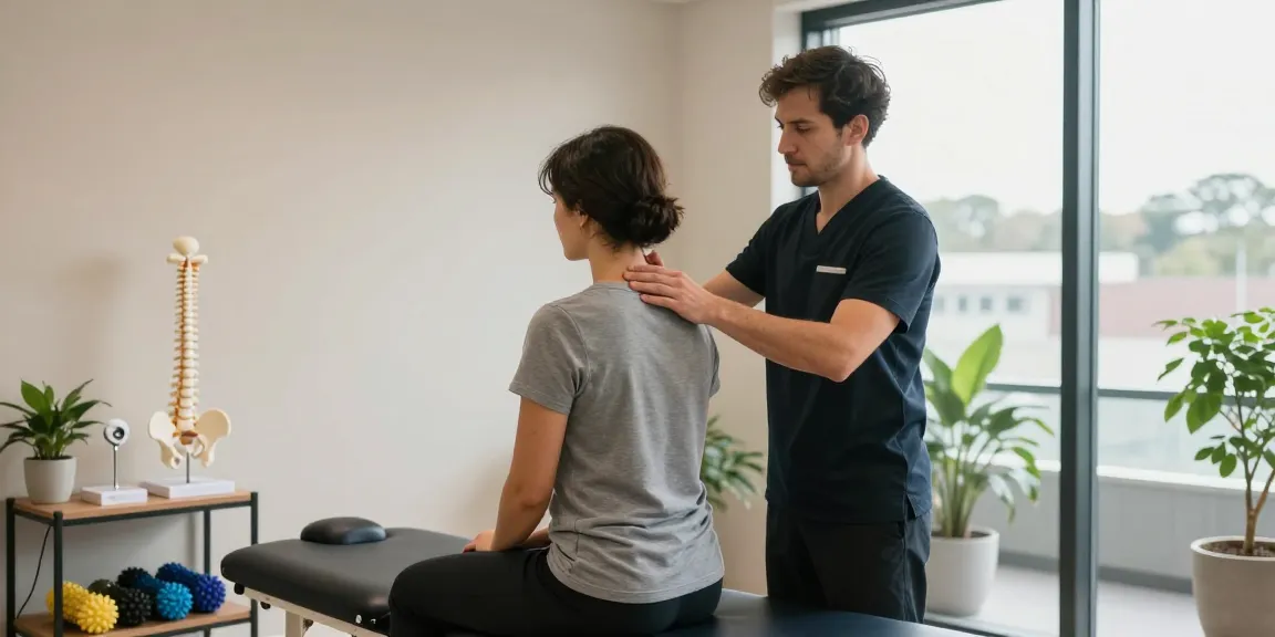 Sydney chiropractic session with a professional chiropractor adjusting a patient's neck in a calming office environment