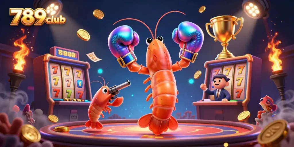 Experience the excitement of 789club with dynamic slot reels, golden trophies, and spirited underwater characters in action.