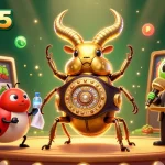 Engage with bet365's thrilling slots through a vibrant 3D scene featuring a glowing stag beetle champion.