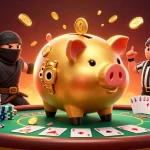 Engage with the NBET casino world featuring vibrant characters and dynamic poker action in a lively scene.