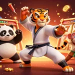 8Day presents an exciting casino scene with a tiger master and playful characters in action.
