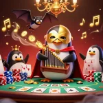 Experience fabet with a 3D cartoon penguin at a dynamic casino scene filled with poker thrills.