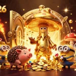 Experience the thrill of debet2026 with a wizard and treasure in this vibrant casino scene.