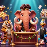 Experience xo88's vibrant casino scene with a mammoth bouncer and a saber-tooth tiger in action.