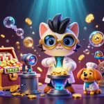 ZBET slot gaming adventure with a mad scientist cat and a dog, creating golden rewards in an exciting underwater scene.