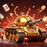 Hay88 engages players with a vibrant casino scene inside a golden beetle tank, filled with festive elements.